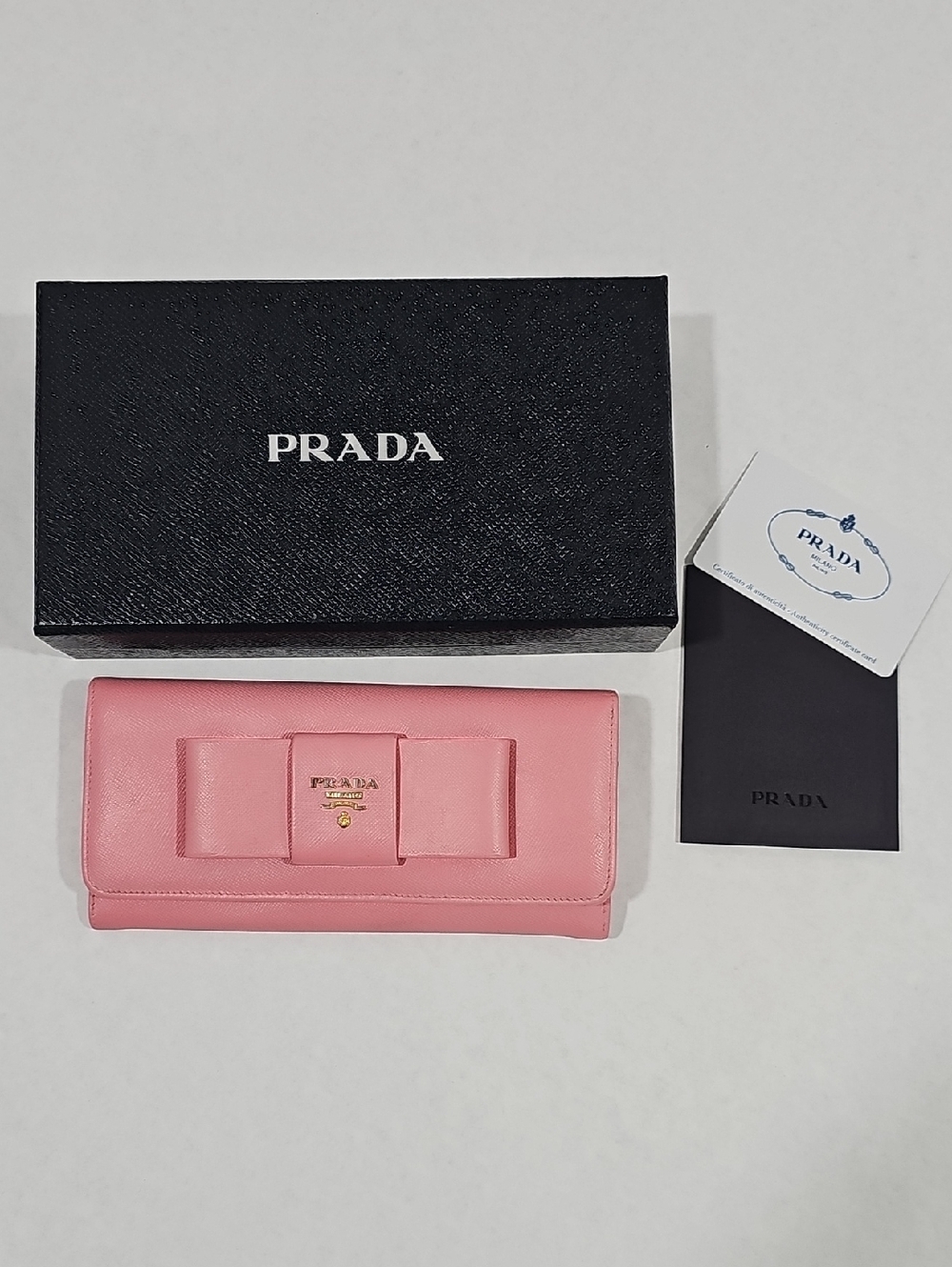 Prada Pink Bow Continental Wallet with Gold Logo #57